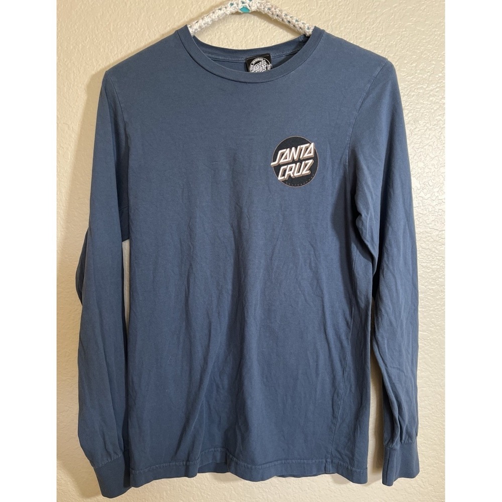 Vintage Santa Cruz Skateboards Shirt Adult Small Blue  Long Sleeve 90s Skate Y2K